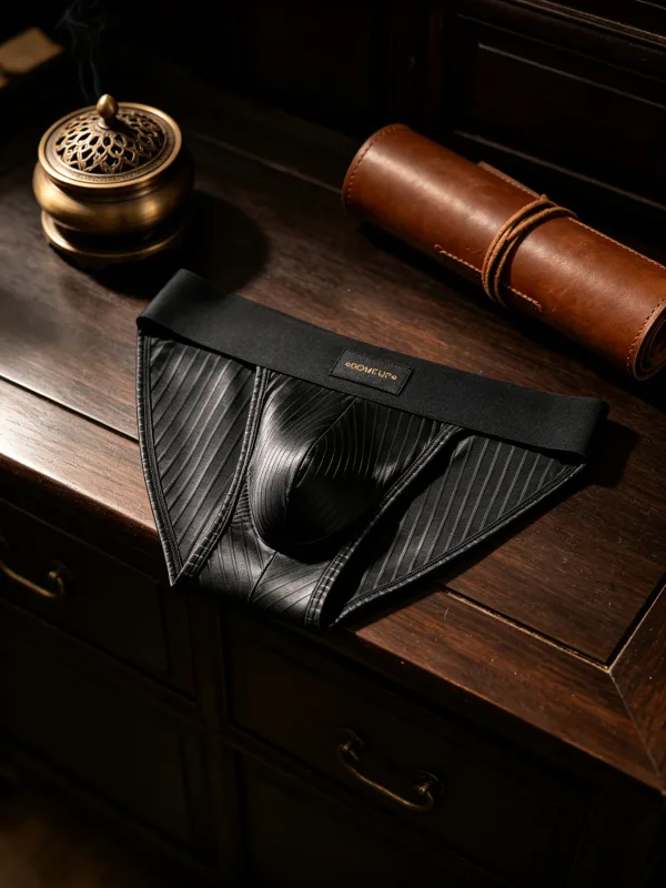 Herren-Unterwäsche, glänzend, gestreift, Dreieck-Slip, vorderer Ausbuchtungsbeutel, sexy Low-Rise, schmale Passform, tägliche Herren-Unterhose DP915 — image 17