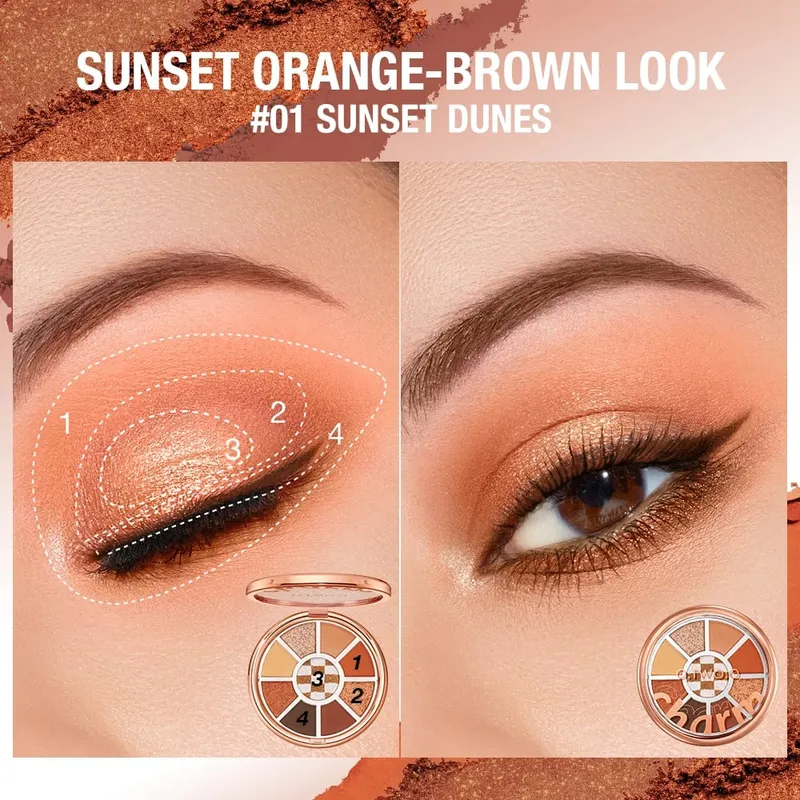 O.TWO.O 9pcs Full Makeup Face Setting Powder Primer Base Mascara Eyeliner Pen Eyebrow Tint Lipstick Eyeshadow Make-up for Women