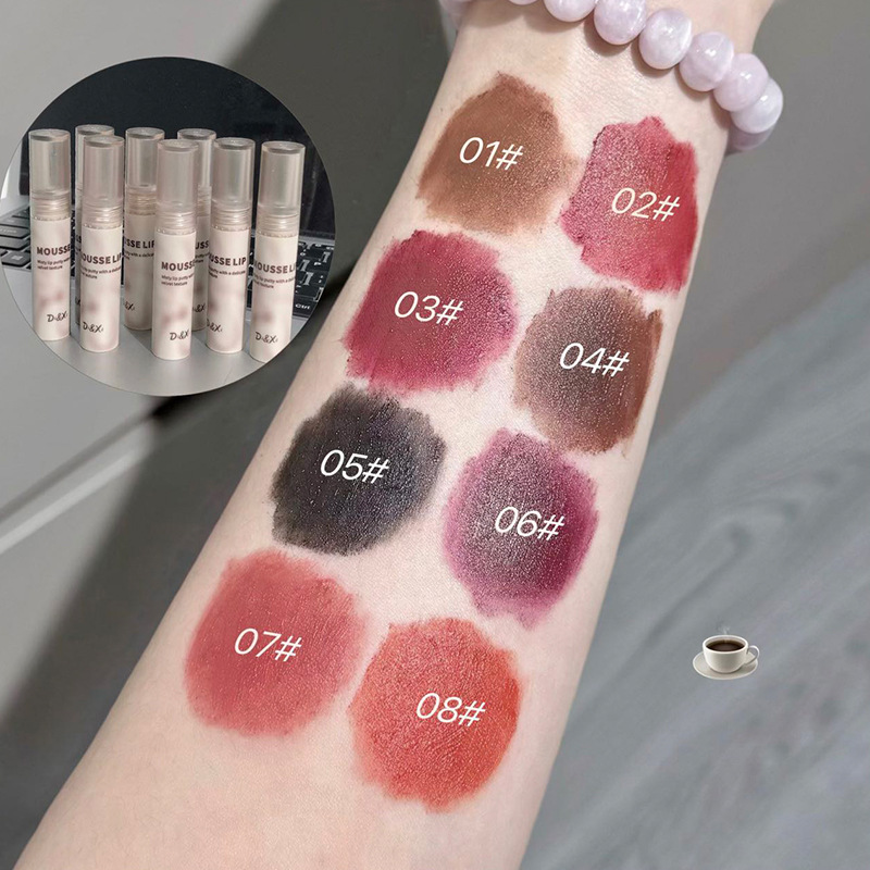 Gothic Matte Black Lipstick Waterproof Mousse Lip Mud Nude Brown Lipstick Dark Purple Punk Lip Gloss Makeup Non-stick Lips Tint — image 6