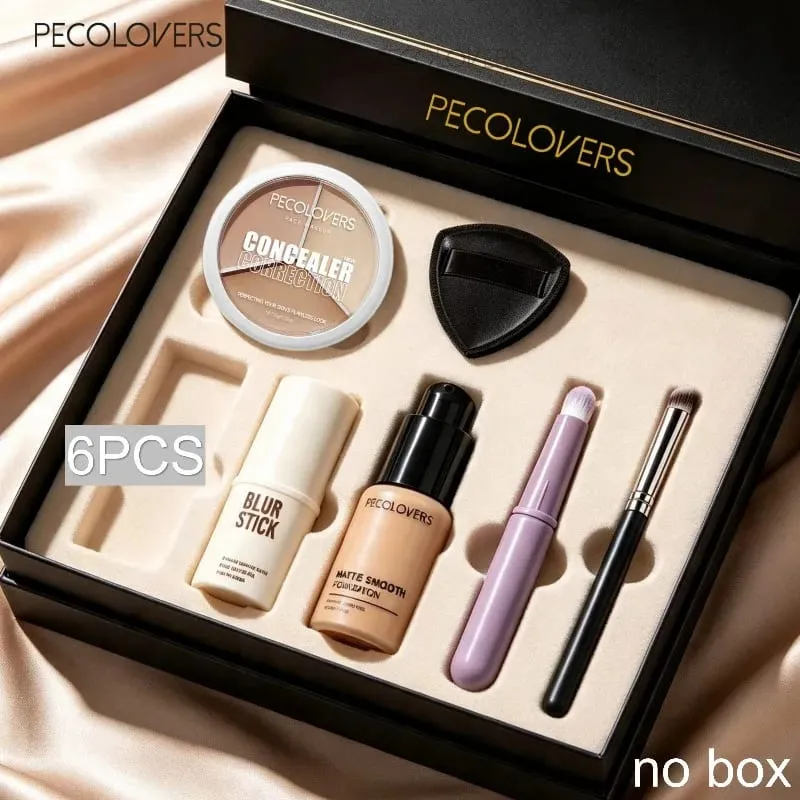 6PCS Face Set Liquid Foundation+concealer+pre Makeup Primer+makeup Tools Perfect Foundation Full Set of Face Cosmetics — image 2