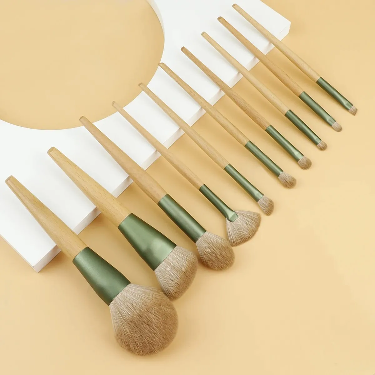 10 Pcs Makeup Brushes Set Contour Brush Nose Brush Eyeshadow Brush Powder Dispersal Brush Pointed Wood Handle Cosmetic Tools — image 2