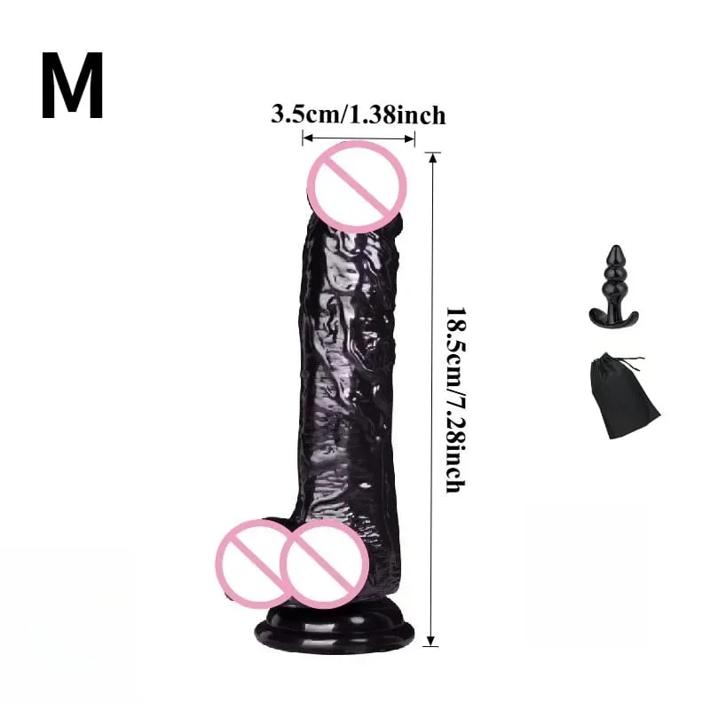 Tahan Air Realistis Hitam Dildo Masturbasi Anal Gay Lembut Klitoris Vagina Pijat Penis Cangkir Hisap Kontol Mainan Seks untuk Wanita