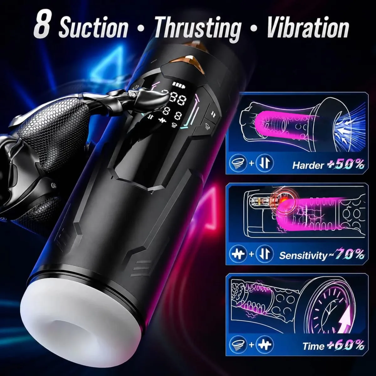 Automatic Telescopic Male Masturbator 7 Thrusting Rotating Modes Pocket Pussy Blowjob Sex Machine Penis Pump Piston Mastubator