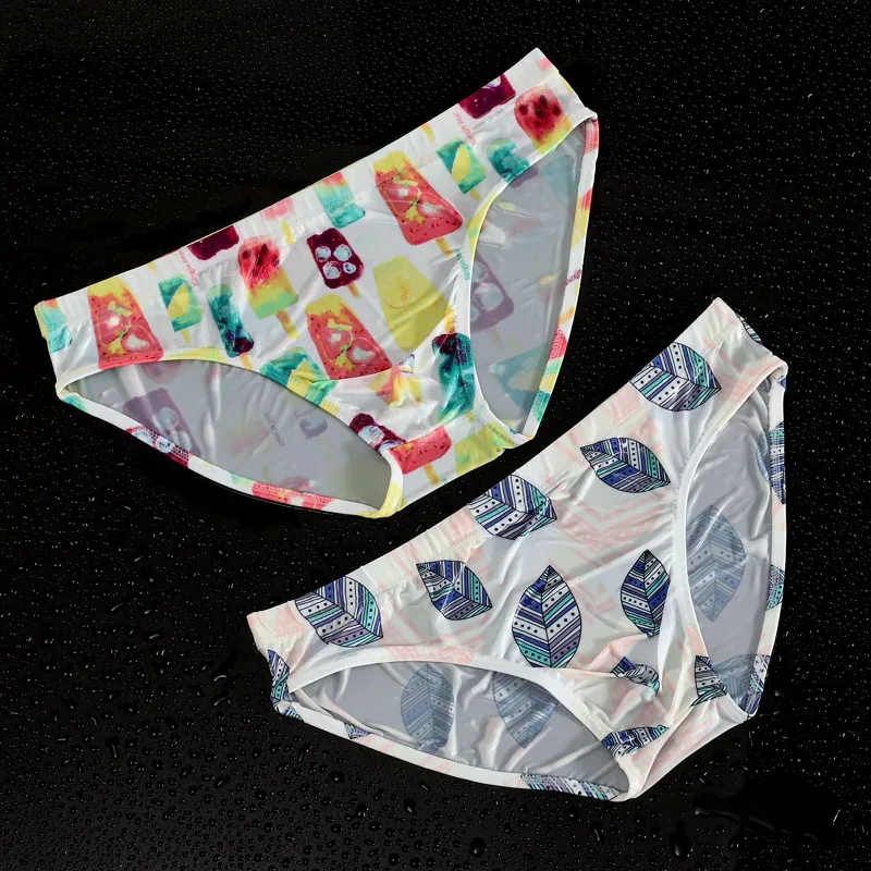 Men's Briefs Translucent Cartoon Printed Ice Silk Slippery Sexy Breathable Summer Low Waist U Convex Pouch Lingerie Underpants — image 7