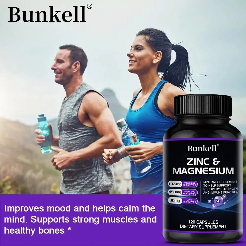 Zinc + Magnesium Supplement Strong Bones Teeth Heart Nerves Enhance Immunity Support Bone Density and Muscle Health