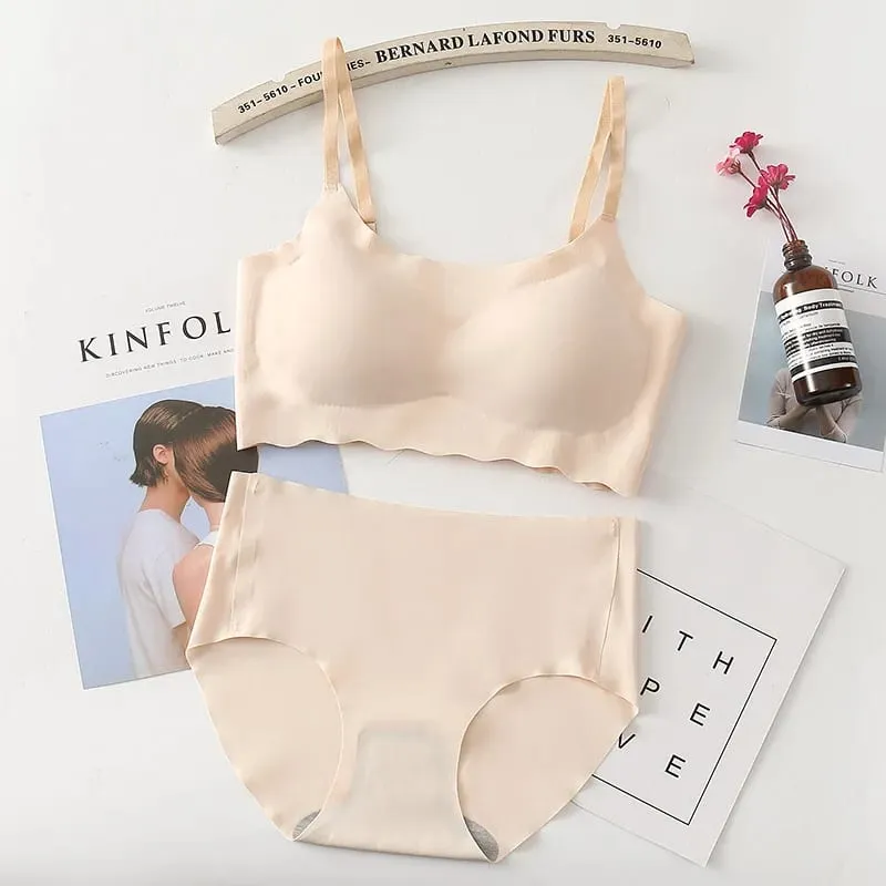 Seamless Bralette Set Strappy Camisole No Underwire Comfortable Sleep Yoga Sports Bra Panties Combo — image 10