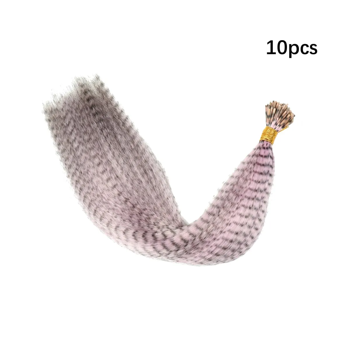 Colored Strands for Hair Feather Extension 10 Pieces I Tip Synthetic Hairpiece Fake Hair Zebra Line Feather Hair Extensions — image 19