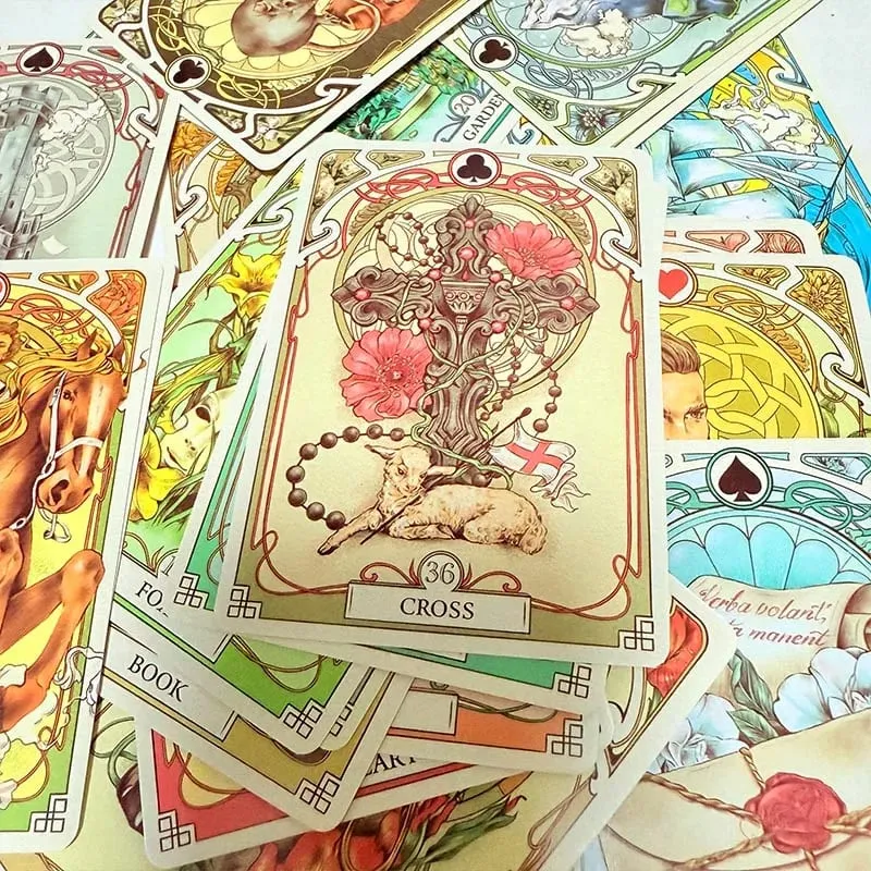 Romantic Lenormand Oracle Cards 37 Deck Art Nouveau English Vision Board Games for Party Family Women Deck — image 6