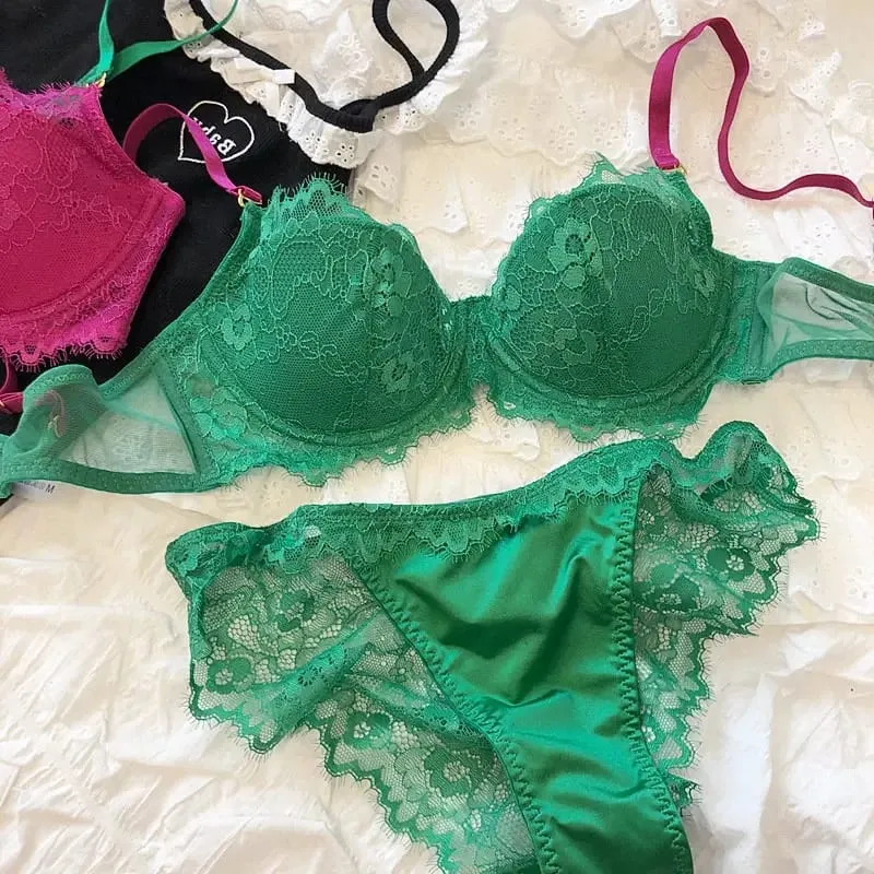 Push-Up Minimizer Bra Set Plus Size Women - African Dopamine French Lace Underwire Bralette Sexy Big Bust Thin Soft Cups — image 12