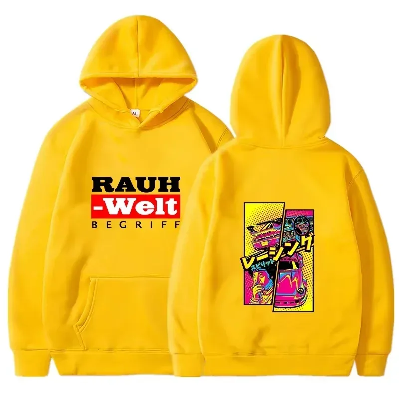 Felpa con cappuccio Rauh Welt Car Widebody Tuning JDM Racing Pop Art Comic Estetica Felpa casual oversize nera a maniche lunghe — image 9