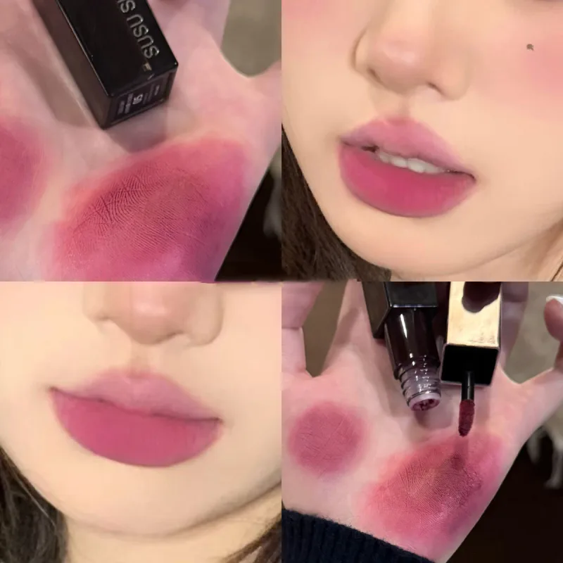 Waterproof Punk Gothic Matte Black Lipstick Purple Lipgloss Makeup Mousse Lip Mud Dark Red Brown Lipstick Non-stick Cup Lip Tint — image 11