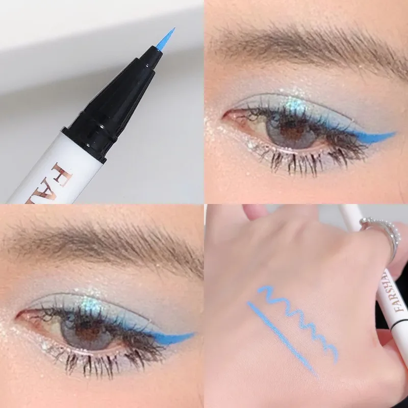 Liquid Matte Turquoise Eyeliner Ultra Fine Black White Eyeliner Waterproof Easy To Color Rainbow Colorful Eye Liner Eyes Makeup — image 5