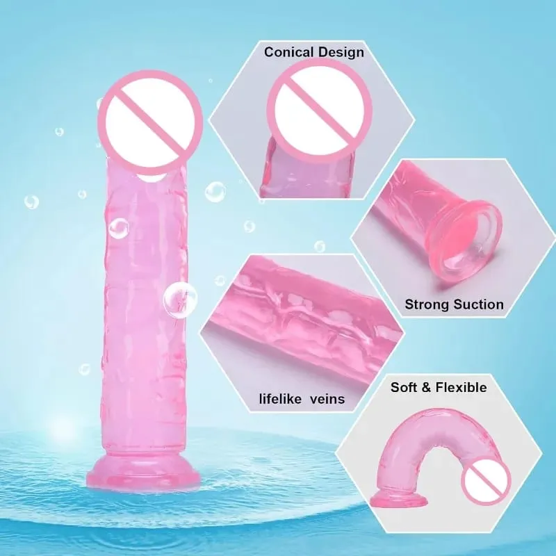 Pink Soft Realistic Dildo With Suction Cup Gode Consolador Big Penis Silicone Anal Adult Sex Toys Dilldo Plugs For Women Lesbian — image 5