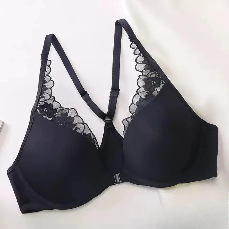 Nahtloser Neckholder-BH mit vorderer Schnalle, weicher Bügel, dünner Sommer-Push-Up, kleine Büste, Minimizer, große Brust, sexy Rücken, Dessous 32–38
