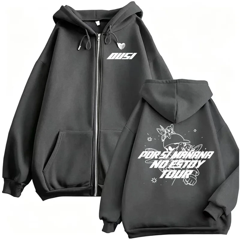 Omar Courtz Por Si Manana No Estoy Tour Zipper Hoodie Men Women Harajuku High Street Sweatshirts Jacket Long Sleeve Zip Up Coats