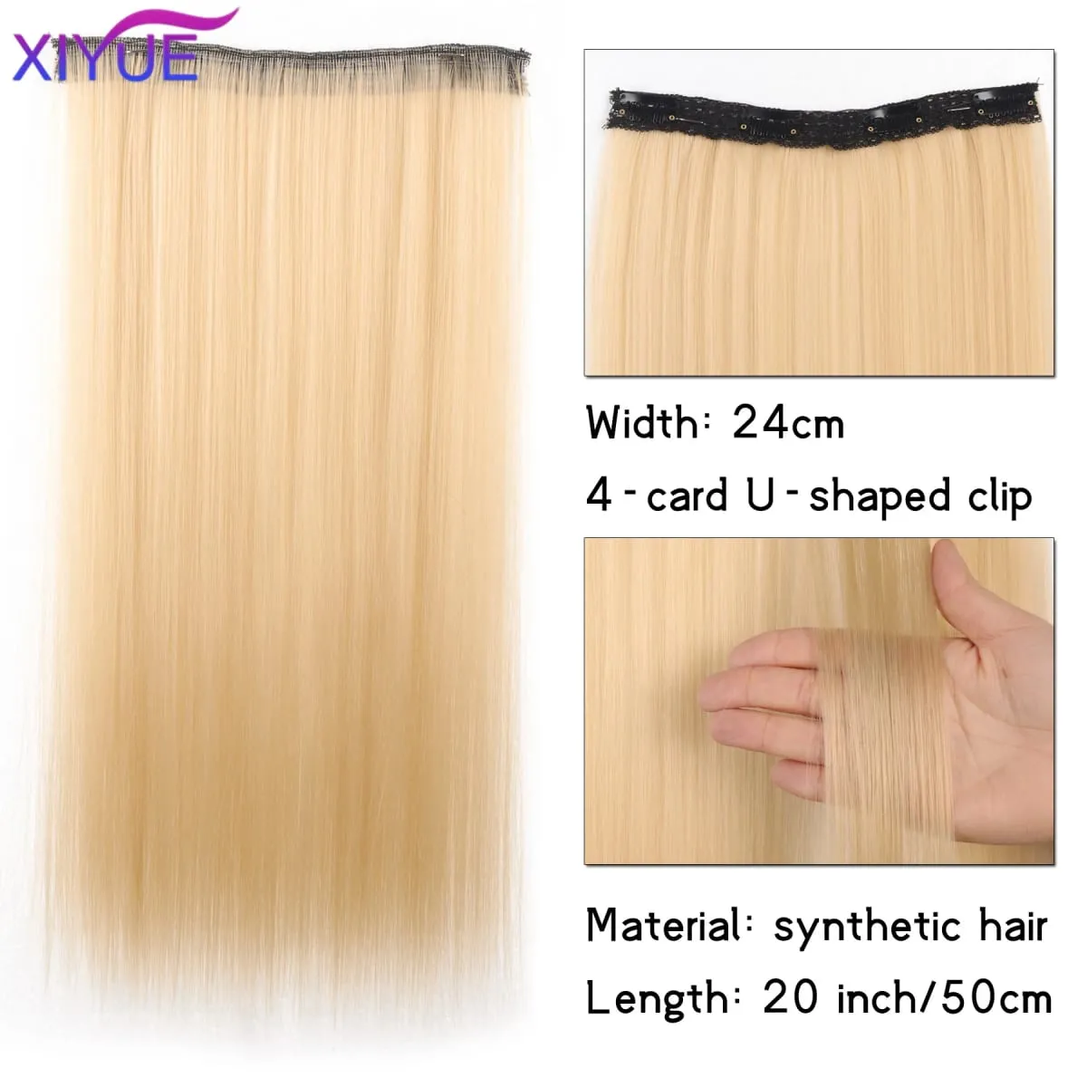 20 Inch Long Synthetic Straight Clip-In Hair Extensions for Women - Vibrant Colors Synthetic Fiber Easy to Use — image 11