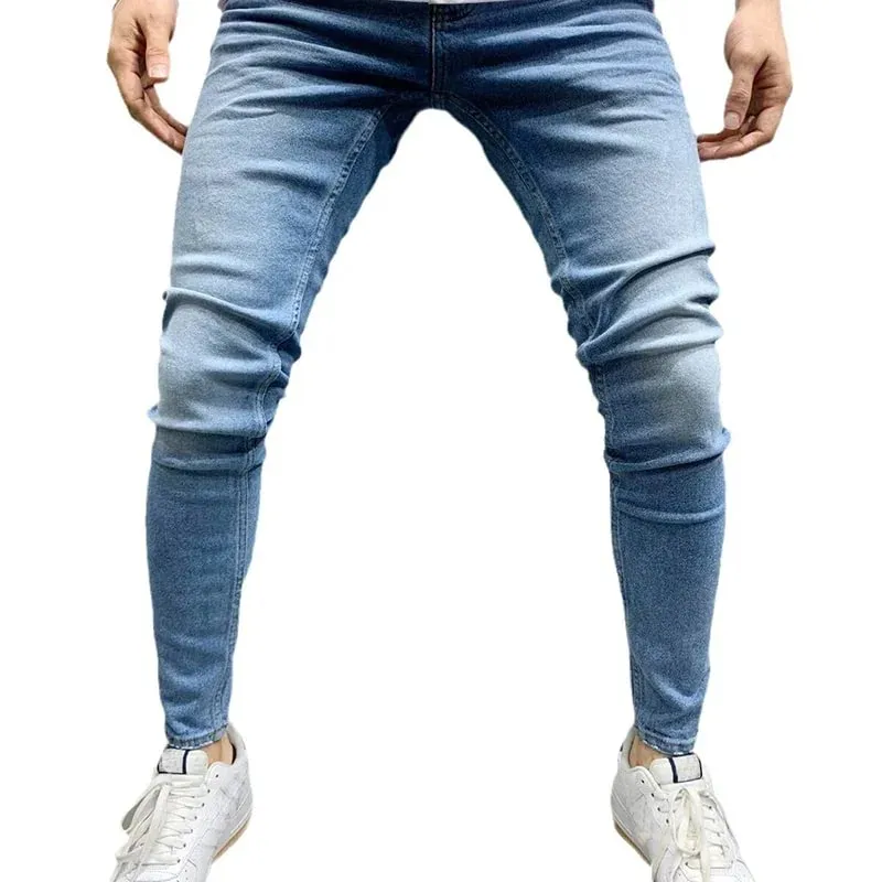 Spring Men Classic Elasticity Pencil Jeans Jean Homme Man Soft Stretch Black Biker Masculino Denim Trousers Mens Solid Pants — image 4
