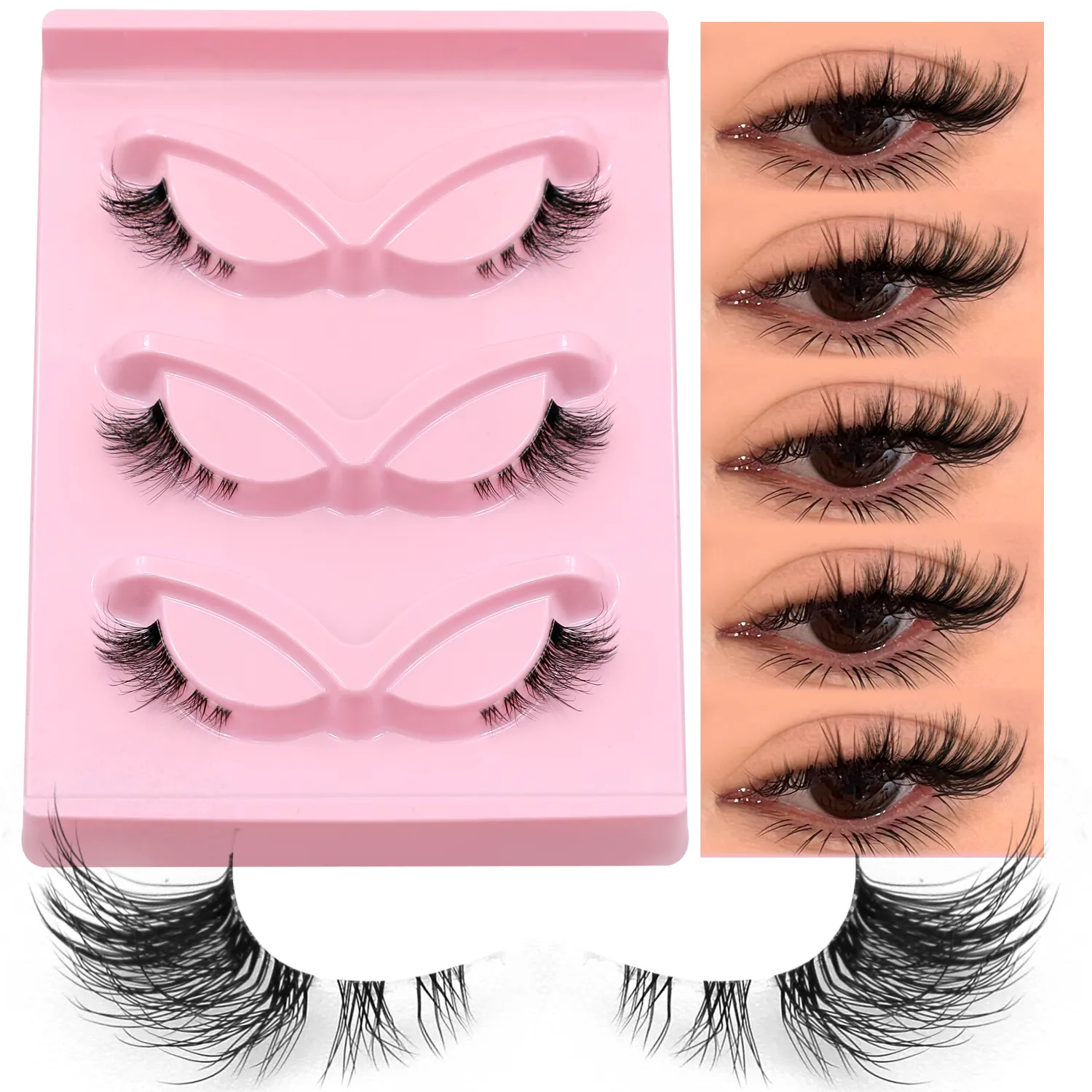 Halve vipper Cat Eye øjenvipper Naturligt udseende Piskede falske vipper Faux Mink vipper Klart bånd Naturlig falske vipper Makeup — image 3