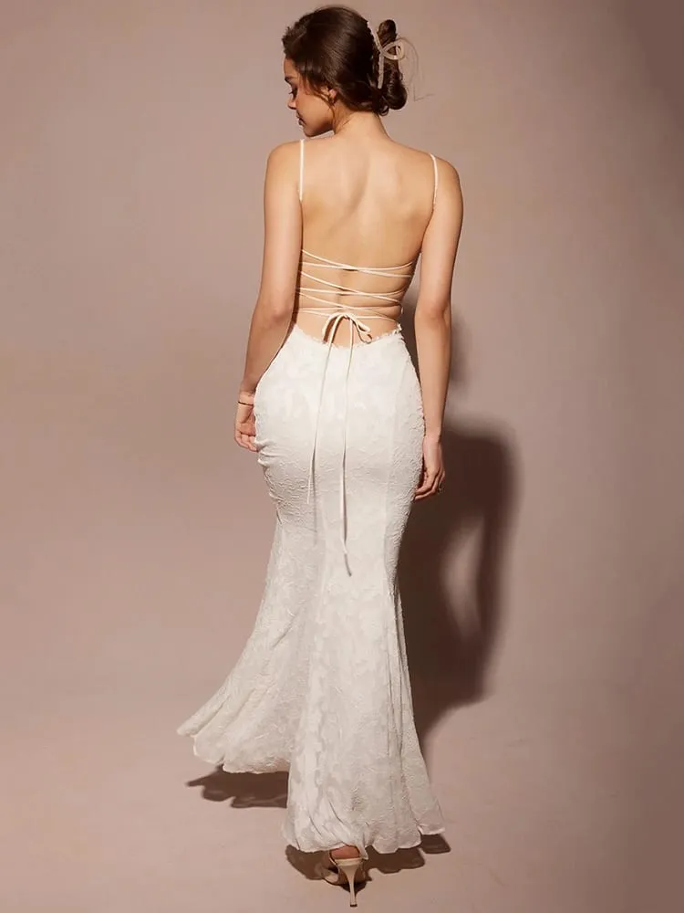 Articat-Women's Sexy Sleeveless Lace Patchwork Backless Bodycon Maxi Dress Elegant Party Club Evening Dress 2024 Summer