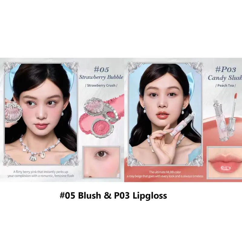 Flowerknows Shell's Jewel Maquiagem Gift Set Eye Blush Lip Glaze Setting Powder Correcting Primer para mulheres Kit completo