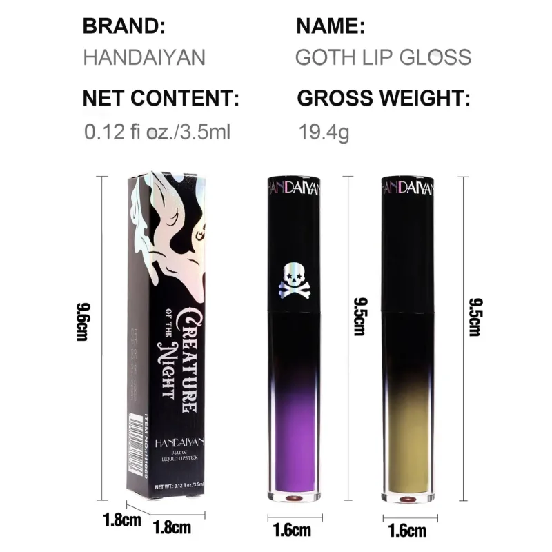 Matte Vampire Black Purple Lipstick Waterproof Long Lasting Lip Gloss Halloween Christmas Moisturizing Pigmented Lip Makeup — image 6
