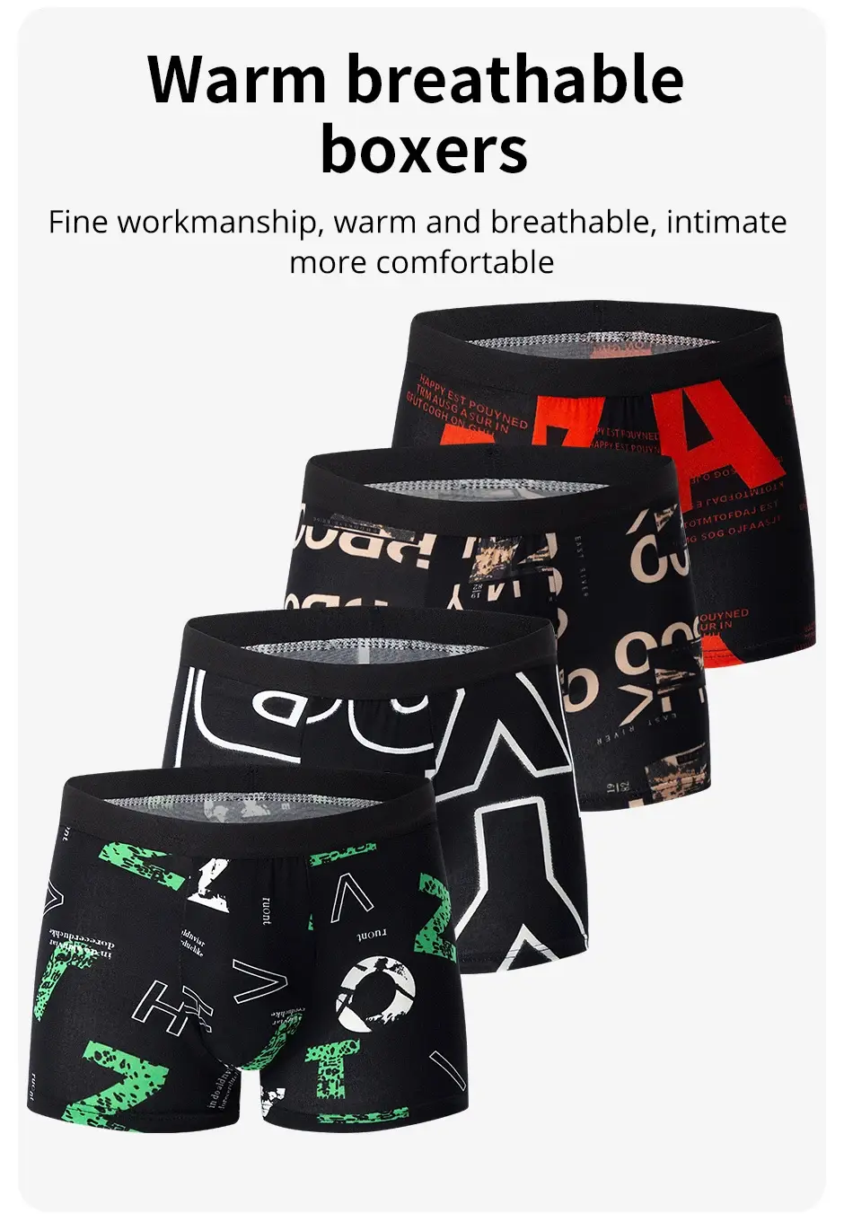 4-delig HERENMODUS Bedrukt ondergoed Ademende kruisboxers voor tieners Comfortabel grote maten ondergoed tot 6XL. — image 13