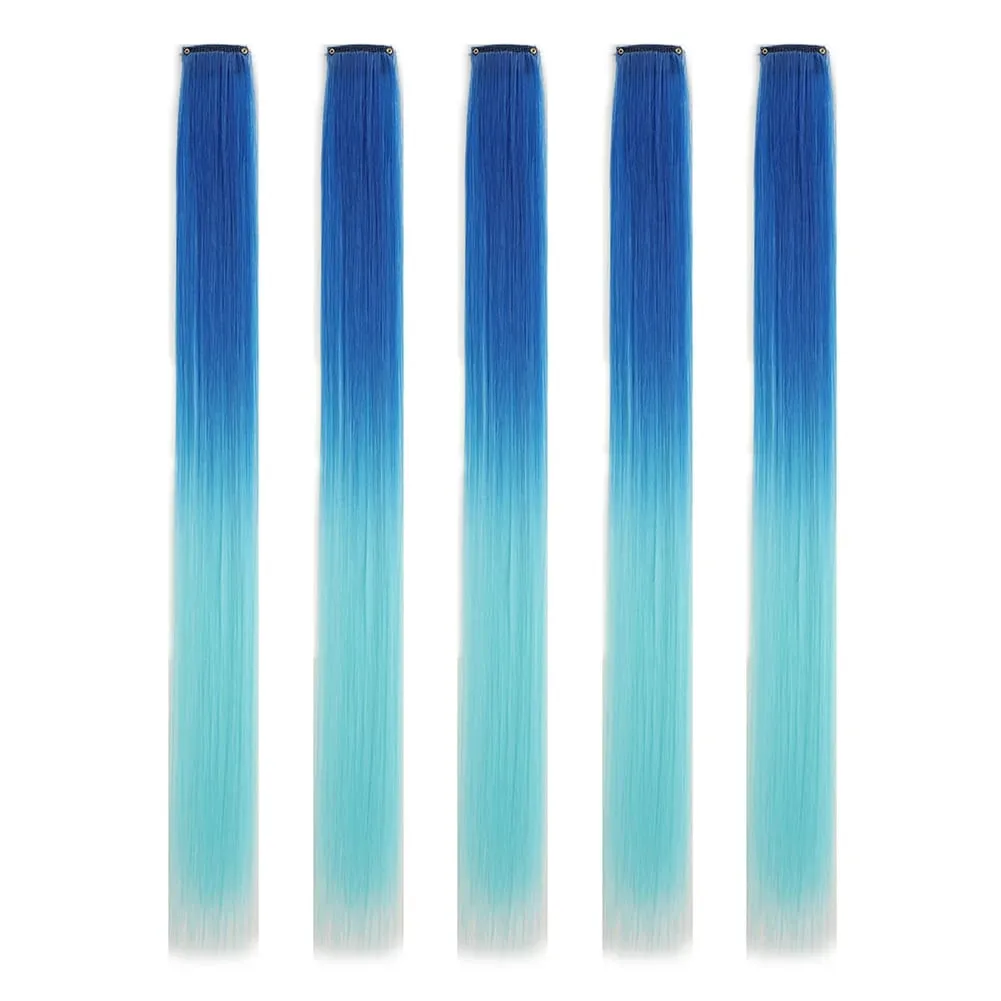 5PCS/set Clip in Hair Extensions Synthetic Hairpieces Colored Party Highlights for Girls 18 inches Multi-colors Straight Hair — image 11