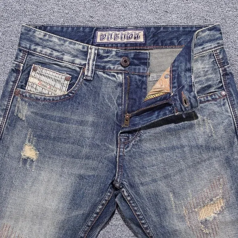 2023 Spring and Autumn New Classic Fashion Solid Color Ripped Small Foot Pants Men's Casual Comfort Elastic High Quality Jeans — image 3