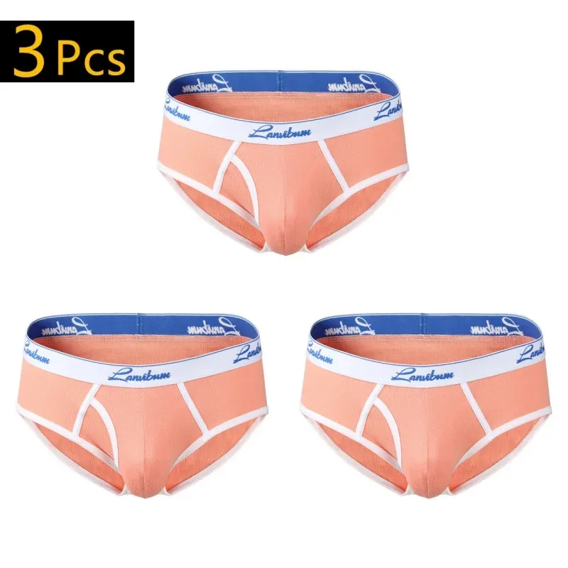 1/3 PCS New Men's Underwear Mid Waist Thread Cotton Breathable Solid Color Youth Underwear Men's Triangle Pants