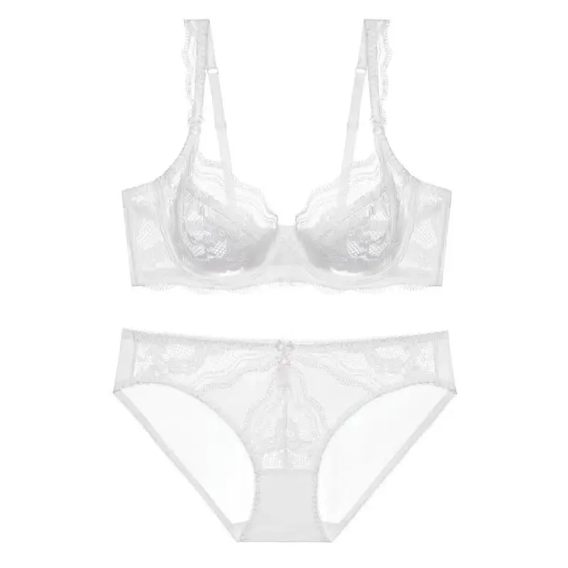 New Arrival damski ultracienki wiktoriański koronkowy zestaw push-up miękkie fiszbiny zbierają podnieś niewyściełany komfortowy oddychający komplet bielizny — image 4