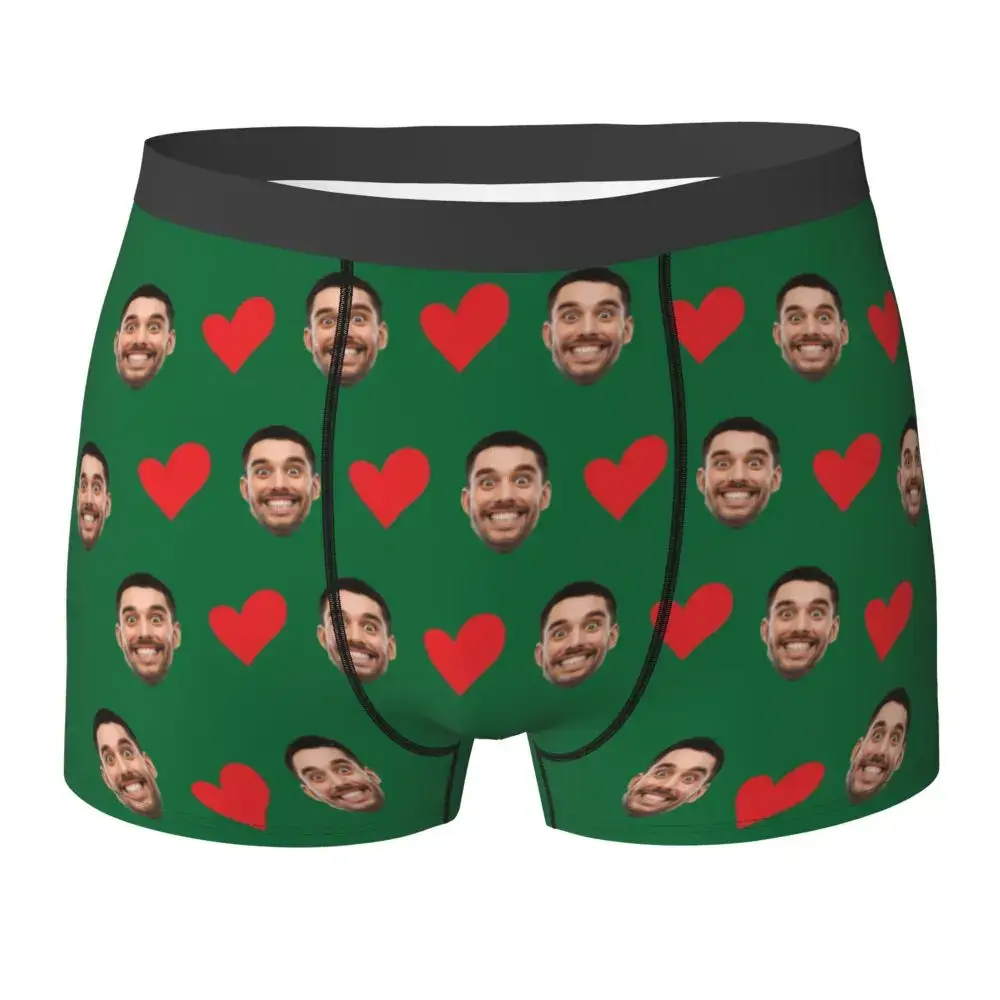 Personalized Face Photo Underwear Custom Heart Boxer Briefs Men Briefs Gift For Husband Anniversary Gift for Dad