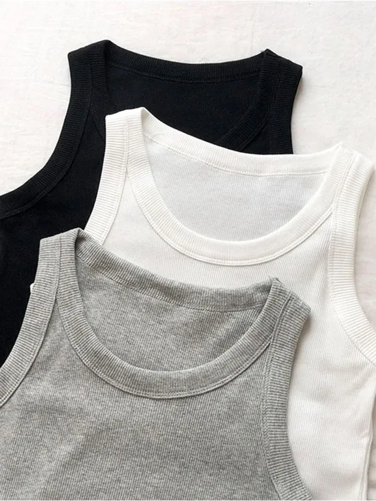 Summer Knitted Solid Color Tanks Top White Skinny Camisole Women Basic Camisole T-Shirt — image 7