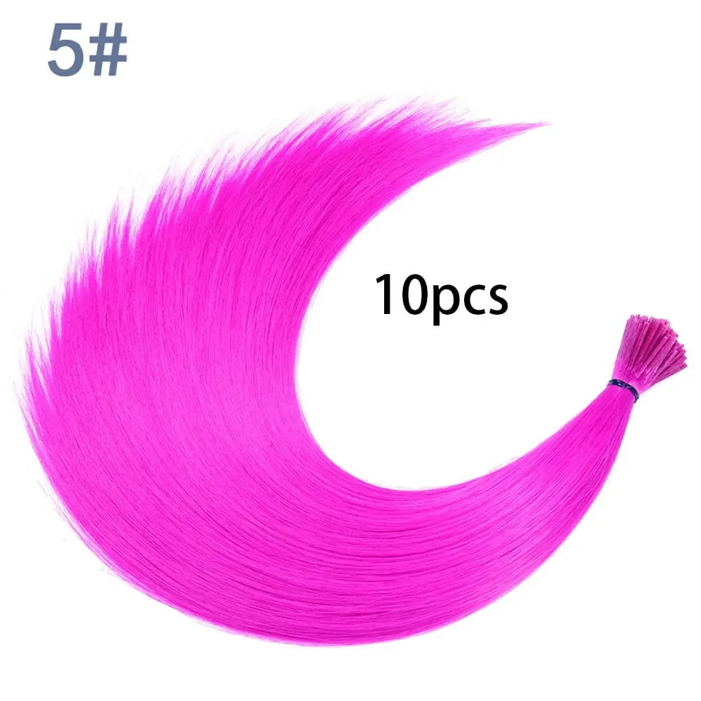 Synthetische farbige I-Tip-Stick-Haarverlängerungen, glattes Haar, 40,6 cm, für Frauen, hohe Temperaturen, 10 Strähnen/Packung, Farben — image 13