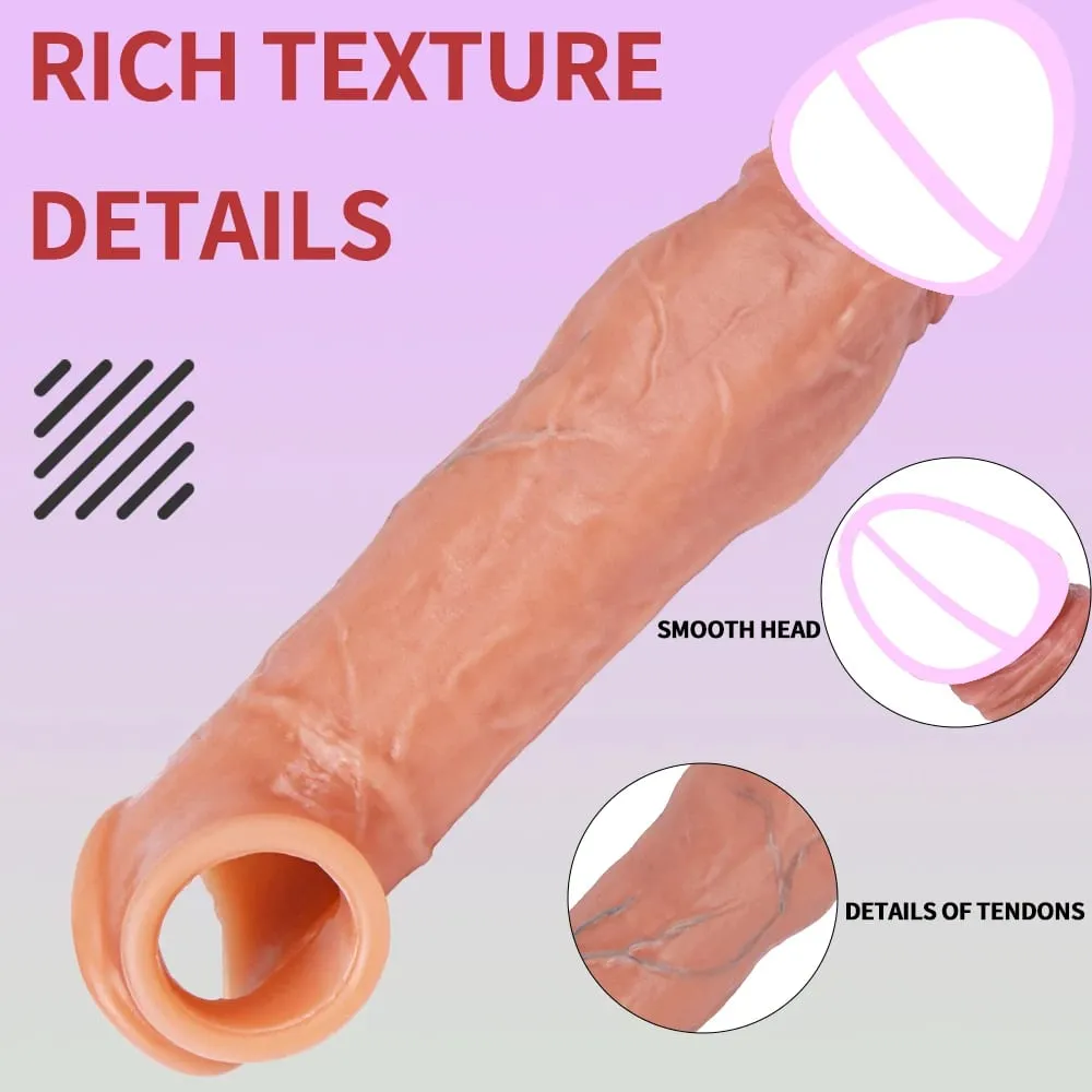 Realistic Reusable Penis Sleeve Thin Silicone Holster With Anti-snap Ring Cock Enlargement Extender For Men Delay Ejaculation — image 6