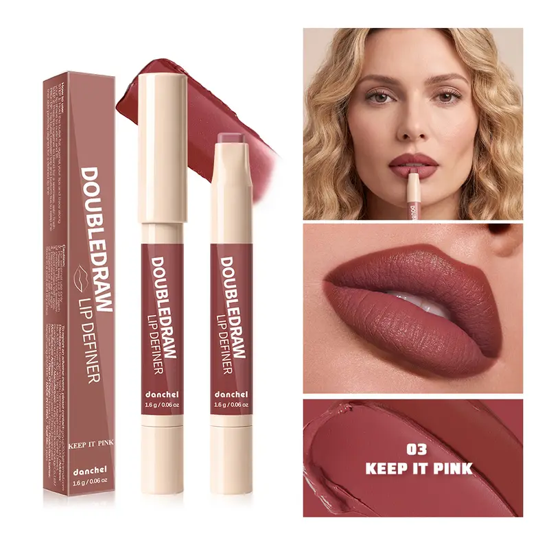 10 Colors Double Draw Lip Definer 2 In 1 Lip Liner Lip Gloss Silky Cream Texture Long Lasting Hydrating High Pigment Lip Makeup — image 3