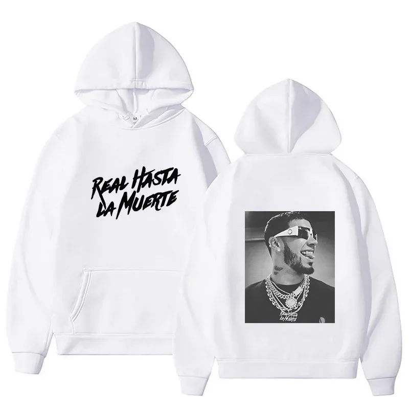 Anuel AA Gedrukt Hoodies Sweatshirt Jas Echte Hasta La Muerte casual Trainingspak Kostuum Mannen Vrouwen Kleding Anime Trui Hoodie — image 6