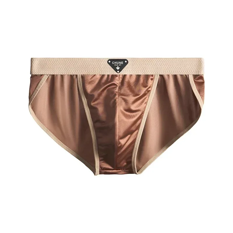 1/3PCS Men's Briefs Satin-like Ice Silk Briefs Summer Smooth Mens Underpants Breathable Quick Drying Panties Sexy U Pouch Briefs — image 14