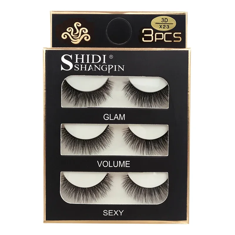 Faux Cils 3 Pairs False Eyelashes Natural Long 3D Mink Lashes Soft Fluffy Wispy Handmade Fake Lashes Eye Makeup Tools Maquiagem