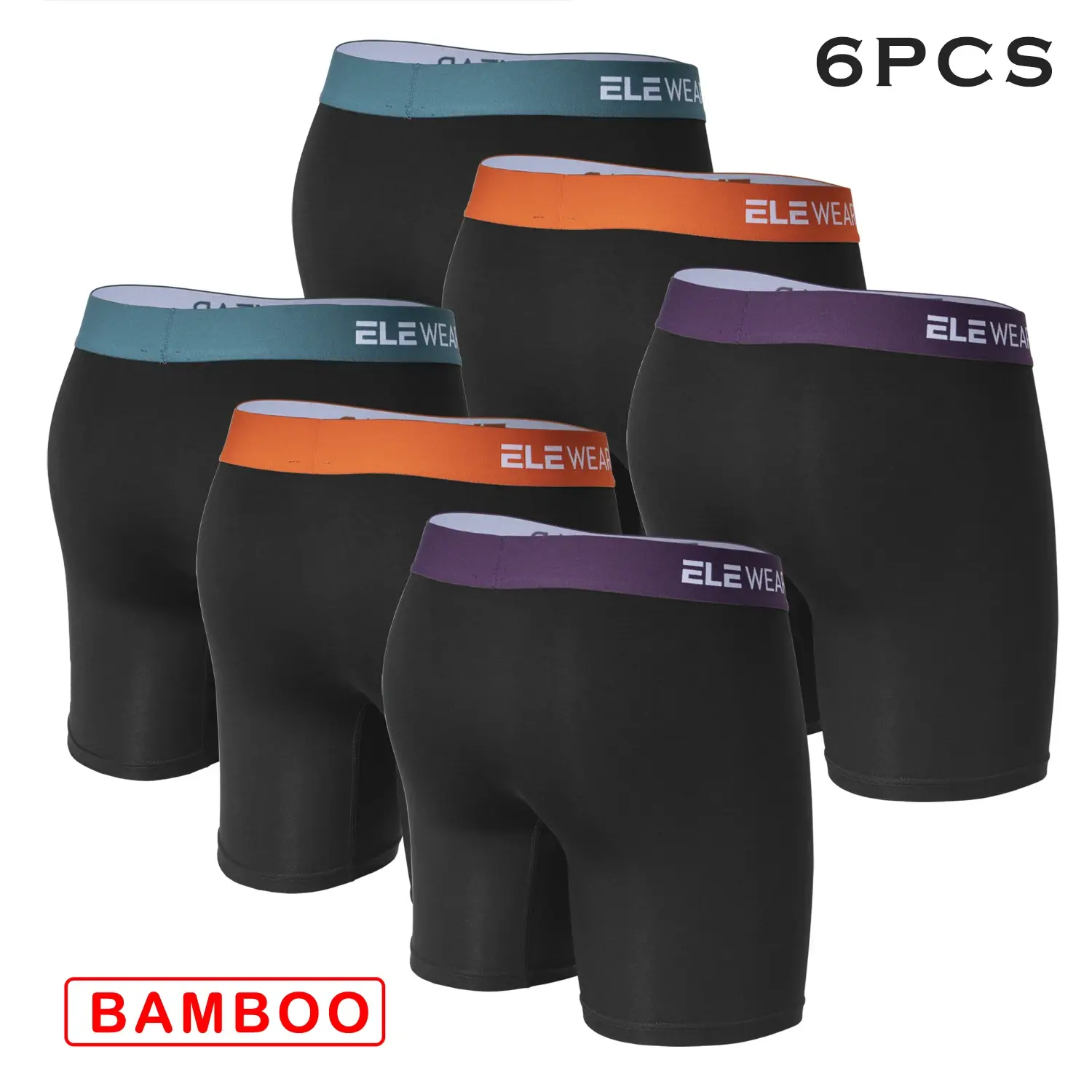 6 pcs Bamboo Men Underwear With Opening Breathable Mens Boxershorts Men's Panties Underpants Plus Size Fashion Boxers Brief — image 5