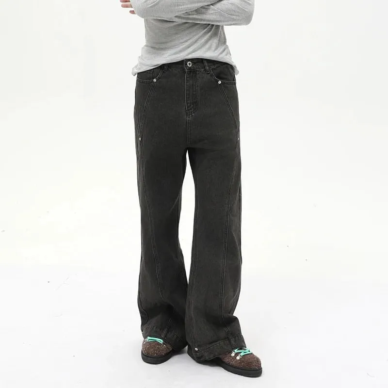 American Style Male Micro Flare Jeans High Street Nail Bead Splicing Fashionable Solid Color Summer Men Trousers 9W2660 — image 6