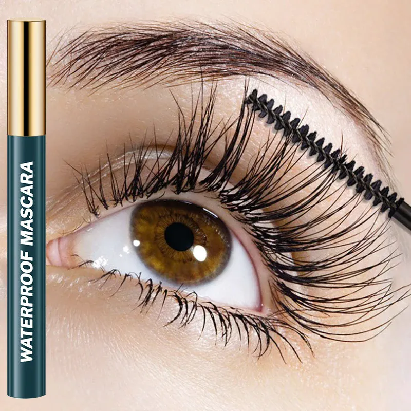 4D Black Mascara Dick Curling Langlebige wasserdichte wischfeste Seidenfaser-Mascara verlängert die Wimpernverlängerung Augen-Make-up — image 2