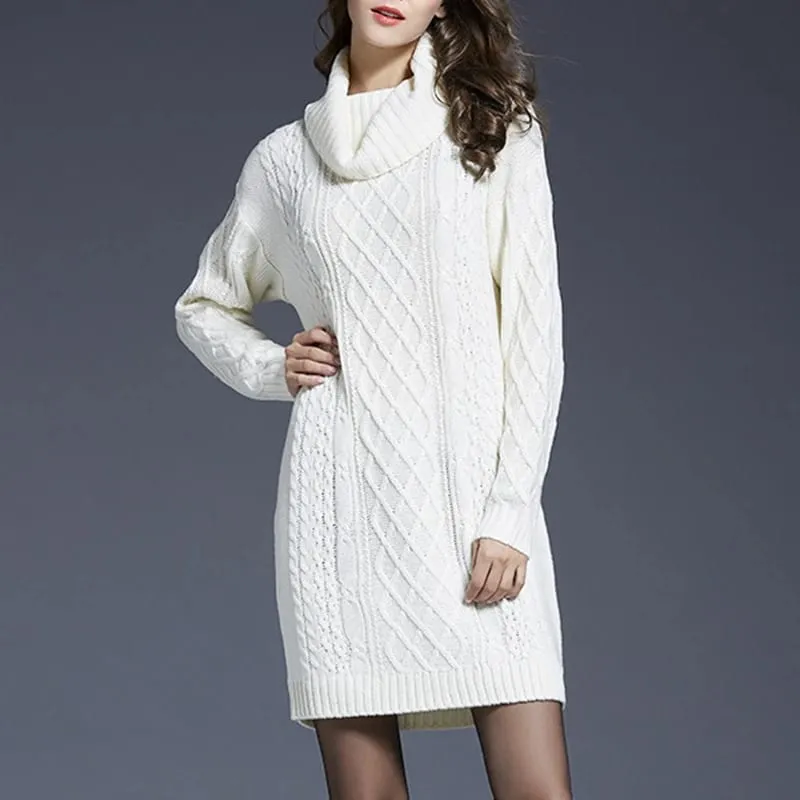 Plus Size Women Casual Knitted Long Sleeve Winter Dresses Sweater Solid Knee Length Loose Fat Female Over Size Dresses 4XL — image 8