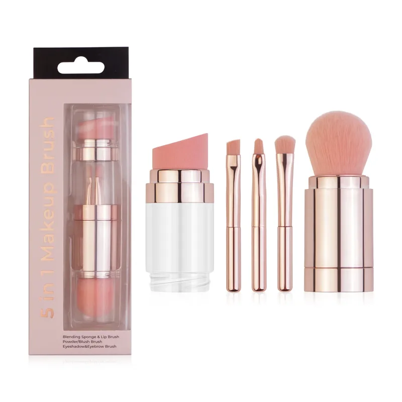5 In 1 Portable Retractable Makeup Brushes For Foundation Eyebrow Lip Eyeshadow Loose Powder Cosmetic Set Makeup Brush Tools — image 8