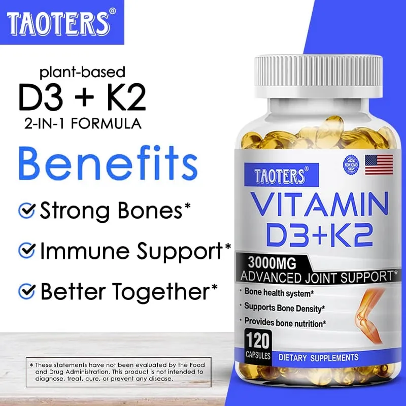 Eklem Kemik ve Bağışıklık Sağlığını Destekleyen D3+K2 Vitamini Takviyesi GDO'suz Formül Kolay yutulan D ve K Vitamini Kompleksi — image 4
