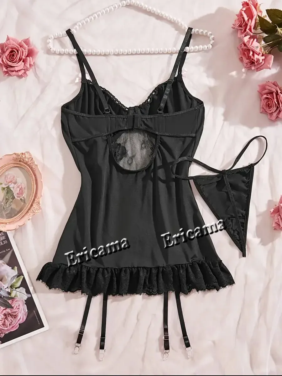 Fancy Lace Sexy Lingerie Set Women's Sexy Underwear g-String garter Hot Skirt Ensemble Outfits Erotic Bra set Erotic Underwear — image 6