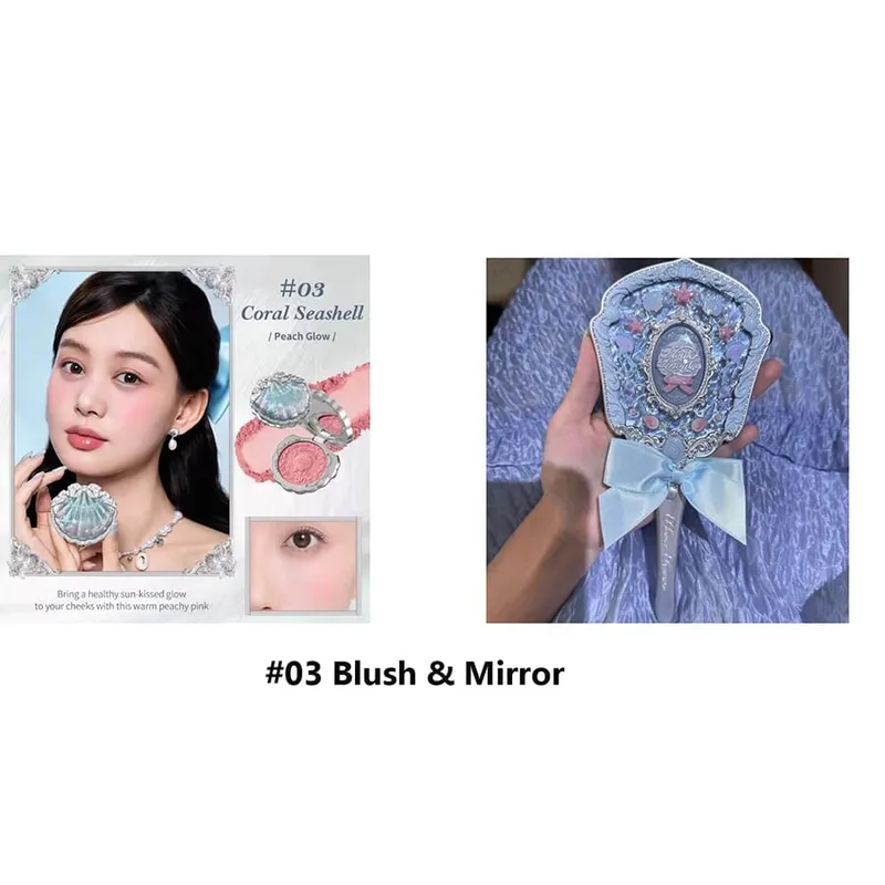 Makeup Gift Set Flowerknow Shell's Jewel Eyeshadow Blush Lip Glaze Setting Powder Correcting Primer For Women Full Kit