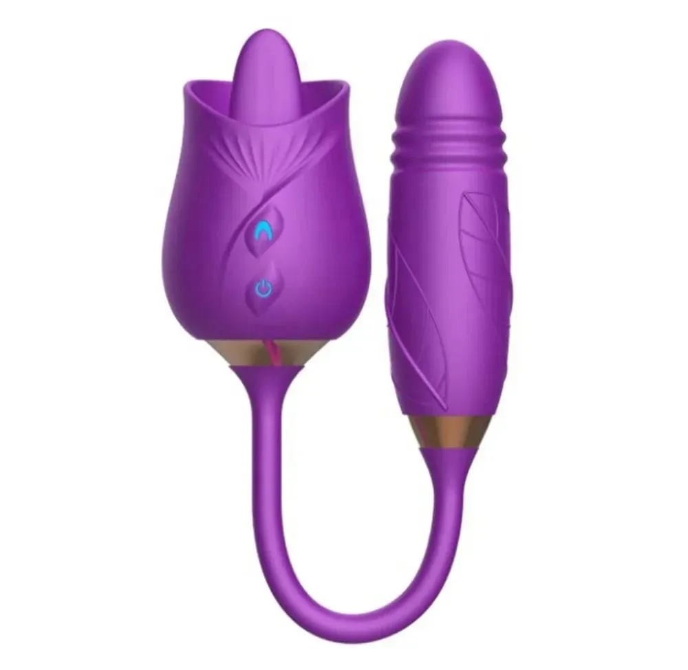 Rose-Licking Vibrator for Women Nipple Clitoral Stimulator Massager Thrusting Dildo 2 in 1 Sex Toy for Women Adult Sex Products — image 6