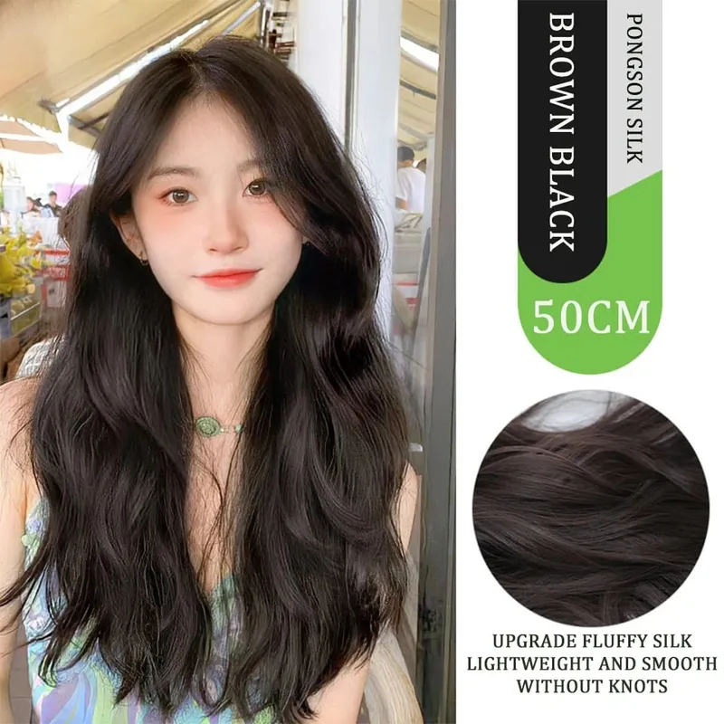 U Part Hair Extensions Synthetic Curly Wave Clips in Hair Extensions One Piece 3/4 Full Head Half Wig Straight Thick Hairpiece — image 14