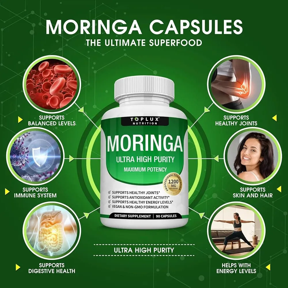 Prémium magnézium komplex kiegészítő 1000 mg magnézium-glizinát 525 mg vércukor komplex 940 mg moringa kapszula 1200 mg nem GMO — image 5