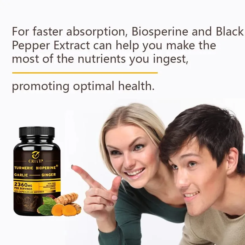 4-in-1 Turmeric Ginger Supplement - with Garlic Curcumin Black Pepper - Joints Immune Support Improves Digestion — image 7